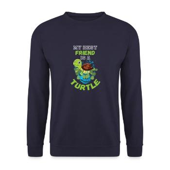 Schildkröte My Best Friend is a Turtle Design - Unisex Sweatshirt - navy - Front - Alina (178cm) & Michal (187cm)