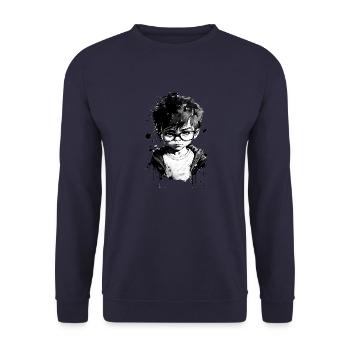 Cartoon little boy with glasses - Unisex Sweatshirt - navy - Front - Alina (178cm) & Michal (187cm)