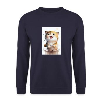 Chat Chat Amoureux Chaton Propriétaire Chaton - Sweat-shirt Unisexe - marine - Devant - Alina (178cm) & Michal (187cm)