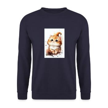 Chat Chats Amoureux Chat Propriétaire Chaton - Sweat-shirt Unisexe - marine - Devant - Alina (178cm) & Michal (187cm)