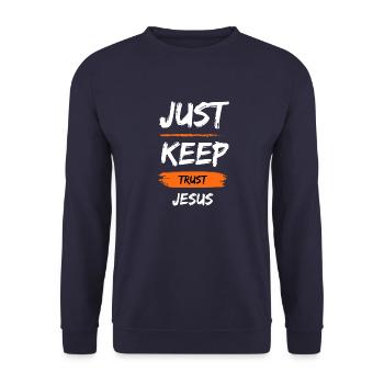 Jesus vertrauen Christus Christliche Geschenke - Unisex Pullover - Navy - Vorne - Alina (178cm) & Michal (187cm)