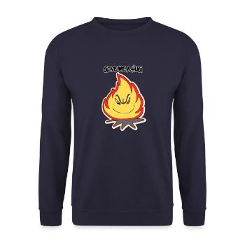 Funny Cartoon Fire Hug Me Illustration - Unisex Sweatshirt - navy - Front - Alina (178cm) & Michal (187cm)