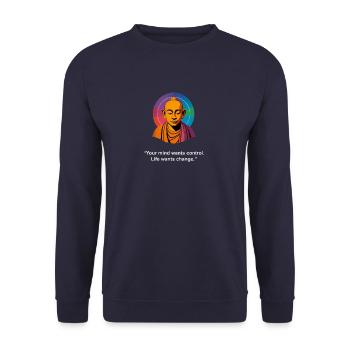 Your Mind Wants Control | Zen Quote - Unisex Sweatshirt - navy - Front - Alina (178cm) & Michal (187cm)