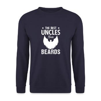 Lustige Bärte Vintage Bart Schnurrbart Sprüche - Unisex Pullover - Navy - Vorne - Alina (178cm) & Michal (187cm)
