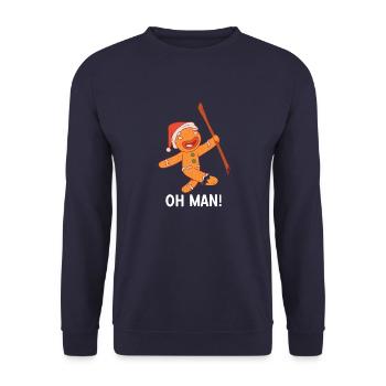 Lustige Lebkuchenmann Vintage Cookie Sprüche - Unisex Pullover - Navy - Vorne - Alina (178cm) & Michal (187cm)