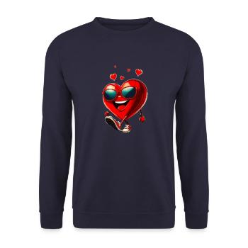 Velentinstag Liebe Herz Coole Sonnenbrille Sommer - Unisex Pullover - Navy - Vorne - Alina (178cm) & Michal (187cm)