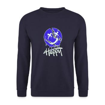 Happy Positive Celebration Cartoon Party Banner - Sweat-shirt Unisexe - marine - Devant - Alina (178cm) & Michal (187cm)