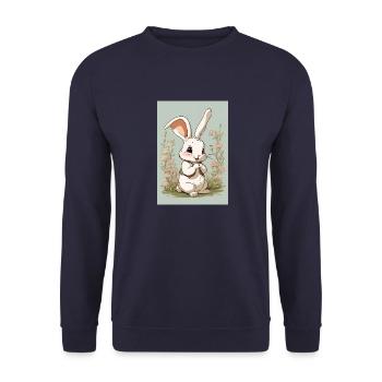 Cartoon Hase II - Unisex Pullover - Navy - Vorne - Alina (178cm) & Michal (187cm)