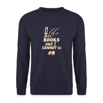 I love big books and I cannot lie - Lesen - Unisex Pullover - Navy - Vorne - Alina (178cm) & Michal (187cm)