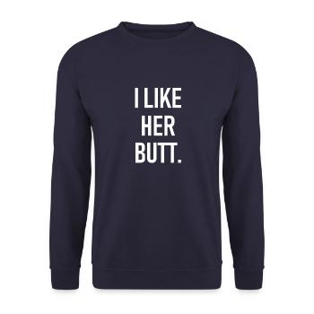 J’aime ses fesses - Ich mag ihrem Po - Popo - Sweat-shirt Unisexe - marine - Devant - Alina (178cm) & Michal (187cm)