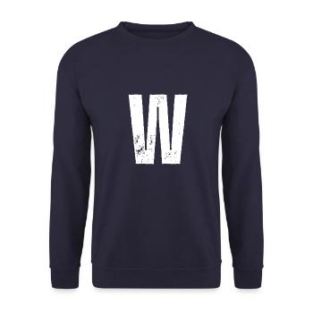 W - Unisex Pullover - Navy - Vorne - Alina (178cm) & Michal (187cm)