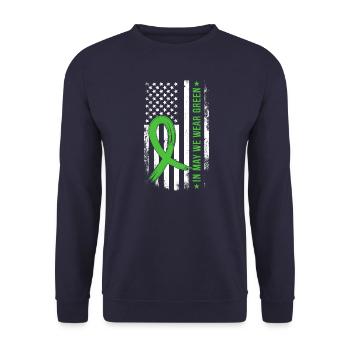 In May, we wear Green Mental Health - Unisex Sweatshirt - navy - Front - Alina (178cm) & Michal (187cm)