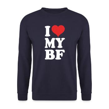 J’aime mon petit ami - Sweat-shirt Unisexe - marine - Devant - Alina (178cm) & Michal (187cm)
