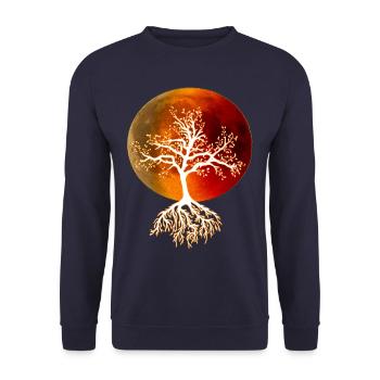 Baum des Lebens DNA mit Blutmond - Unisex Pullover - Navy - Vorne - Alina (178cm) & Michal (187cm)