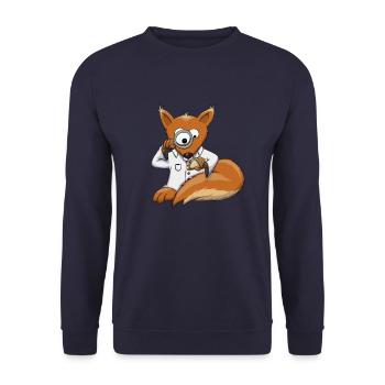 Researcher Doc Squirrel Magnifying Glass Acorn Sweet Gift - Unisex Sweatshirt - navy - Front - Alina (178cm) & Michal (187cm)
