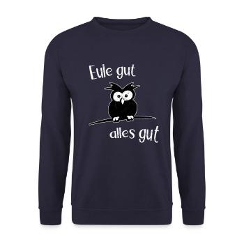 Owl Good All Good Positive Funny Owls Gift - Unisex Sweatshirt - navy - Front - Alina (178cm) & Michal (187cm)