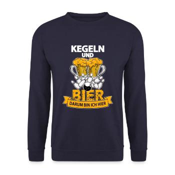 Bowling et bière t-shirt disant cadeau de club de bowling - Sweat-shirt Unisexe - marine - Devant - Alina (178cm) & Michal (187cm)