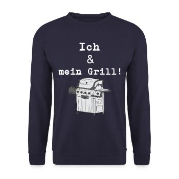 Ich & mein Grill - Unisex Pullover - Navy - Vorne - Alina (178cm) & Michal (187cm)