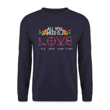 Funny "All you need is love" nerd math gift - Unisex Sweatshirt - navy - Front - Alina (178cm) & Michal (187cm)