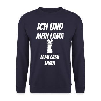 Ich und mein Lama - Unisex Pullover - Navy - Vorne - Alina (178cm) & Michal (187cm)