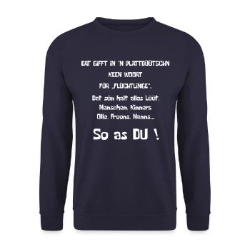 Dat gifft in ´n Plattdüütschen keen Woort - Unisex Pullover - Navy - Vorne - Alina (178cm) & Michal (187cm)