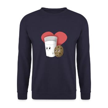 Lustiges Milch Und Keks T-Shirt Für Keks Lover - Unisex Pullover - Navy - Vorne - Alina (178cm) & Michal (187cm)
