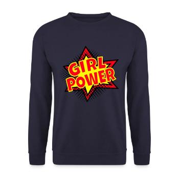 Girlwoman Powergirl superwoman de puissance de femme - Sweat-shirt Unisexe - marine - Devant - Alina (178cm) & Michal (187cm)