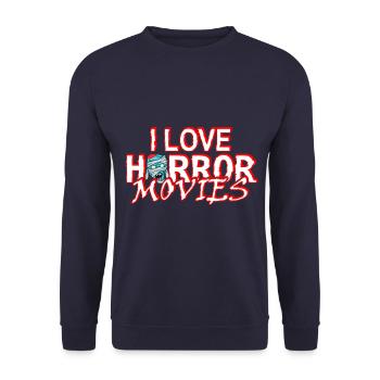 J'aime les films d'horreur | Idée cadeau thriller movie - Sweat-shirt Unisexe - marine - Devant - Alina (178cm) & Michal (187cm)