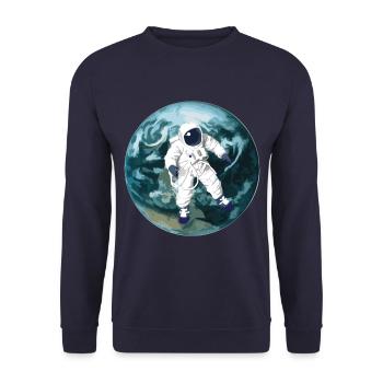 Astronaute avant la terre | Univers univers voyage spatial - Sweat-shirt Unisexe - marine - Devant - Alina (178cm) & Michal (187cm)