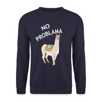 No Problama Lama | Alpaka Tier Lustig Geschenkidee - Unisex Pullover - Navy - Vorne - Alina (178cm) & Michal (187cm)