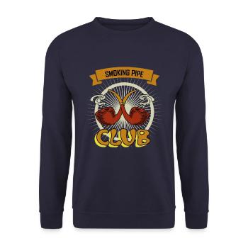 Pfeifen Club T-Shirt Für Tabakpfeifen Raucher - Unisex Pullover - Navy - Vorne - Alina (178cm) & Michal (187cm)