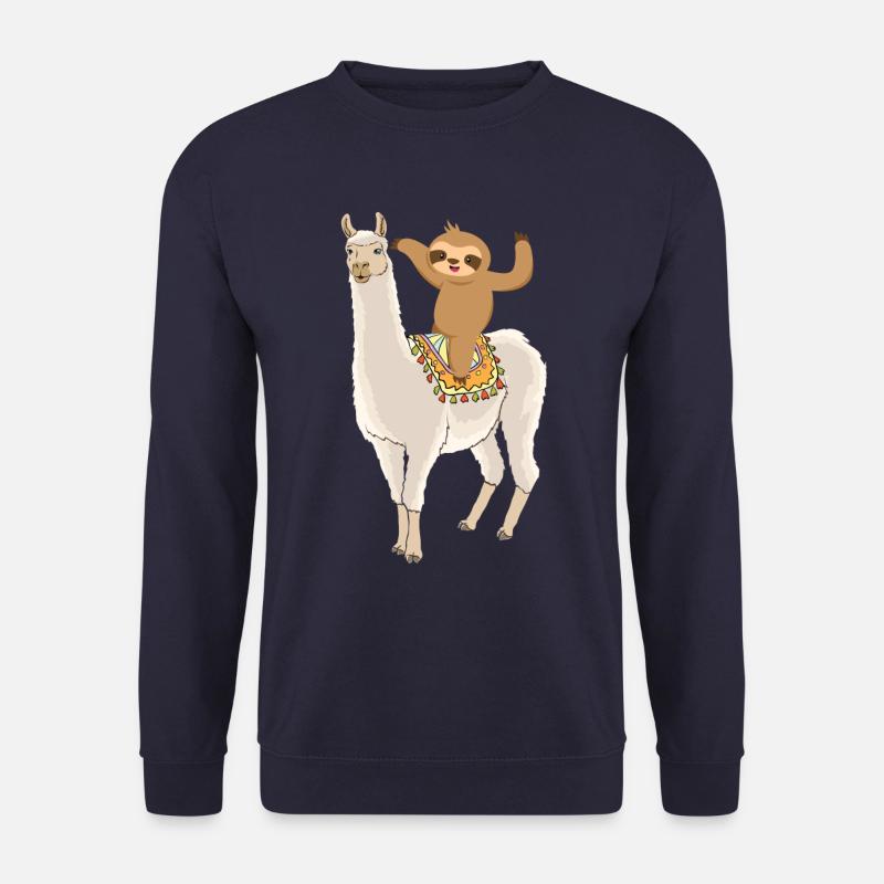 Süßes Faultier Reitet Alpaka Lama Tier Geschenk - Unisex Pullover - Navy