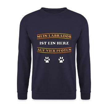 Mein Labrador ist ein Herz auf 4 Pfoten Geschenk - Unisex Pullover - Navy - Vorne - Alina (178cm) & Michal (187cm)