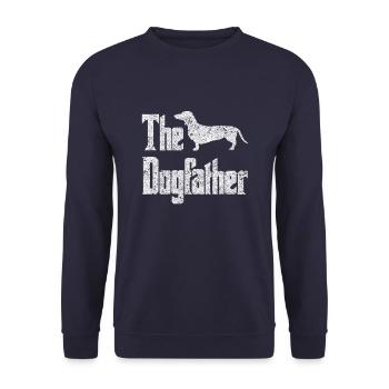 The Dogfather Dackel Hund lustig Geschenk - Unisex Pullover - Navy - Vorne - Alina (178cm) & Michal (187cm)