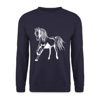 Cadeau d'équitation d'amant de cheval de silhouette de cheval - Sweat-shirt Unisexe - marine - Devant - Alina (178cm) & Michal (187cm)