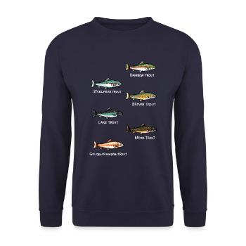 Pêche au poisson | Idée cadeau pêche de poissons - Sweat-shirt Unisexe - marine - Devant - Alina (178cm) & Michal (187cm)