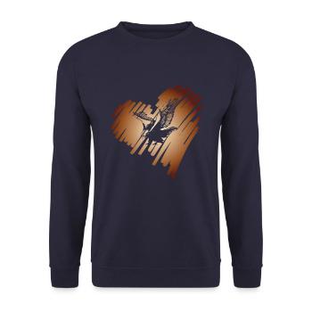 Herz mit Adler Steinadler Fischadler Seeadler - Unisex Pullover - Navy - Vorne - Alina (178cm) & Michal (187cm)