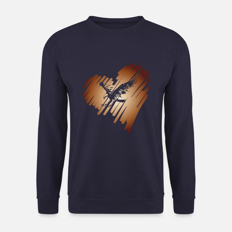 Cœur avec Aigle Royal Eagle Balbuzard pêcheur Aigle à queue blanche - Sweat-shirt Unisexe - marine