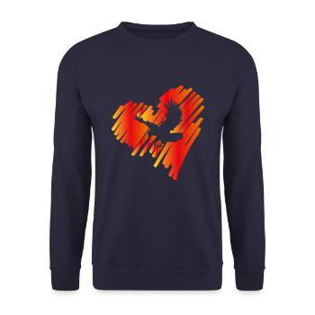 Heart with Eagle Golden Eagle Osprey White-tailed Eagle - Unisex Sweatshirt - navy - Front - Alina (178cm) & Michal (187cm)
