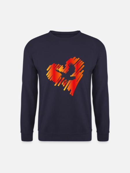 Herz mit Adler Steinadler Fischadler Seeadler - Unisex Pullover - Navy