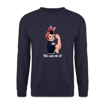 Wir schaffen das! - Unisex Pullover - Navy - Vorne - Alina (178cm) & Michal (187cm)