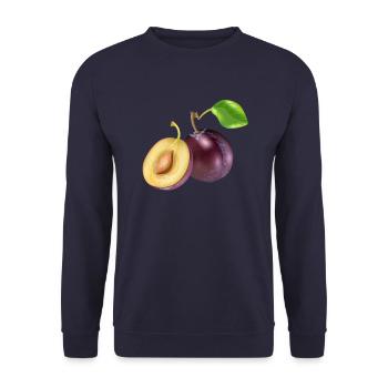 Plum Plums Picture Gift Idea - Unisex Sweatshirt - navy - Front - Alina (178cm) & Michal (187cm)