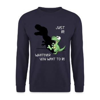 Dino Be yourself T-Rex (Figurine fantôme) rêveur - Sweat-shirt Unisexe - marine - Devant - Alina (178cm) & Michal (187cm)