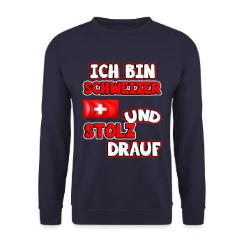 Drapeau suisse. Je suis suisse et fier de ça. - Sweat-shirt Unisexe - marine - Devant - Alina (178cm) & Michal (187cm)
