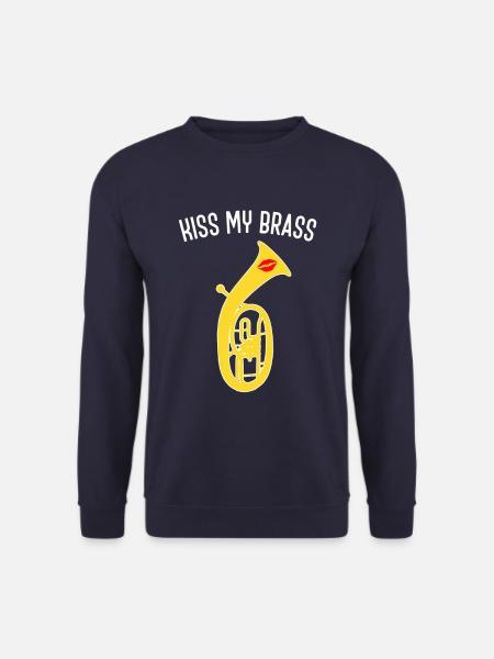 Lustiges Tenorhorn Design Kiss my brass, Blasmusik - Unisex Pullover - Navy