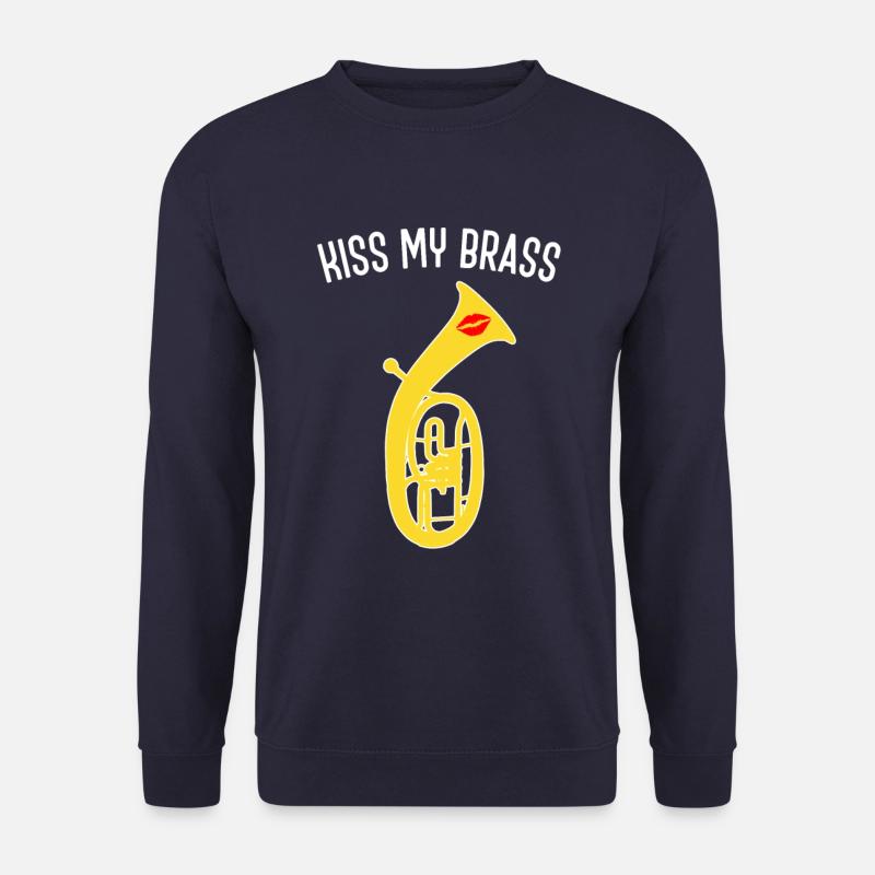 Lustiges Tenorhorn Design Kiss my brass, Blasmusik - Unisex Pullover - Navy