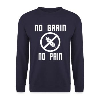 Dire anti-gluten vs Maladie coeliaque Pas de grain, pas de douleur - Sweat-shirt Unisexe - marine - Devant - Alina (178cm) & Michal (187cm)