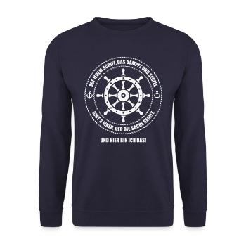 Sur tous les navires qui s’évaporent et naviguent... (W PNG) - Sweat-shirt Unisexe - marine - Devant - Alina (178cm) & Michal (187cm)