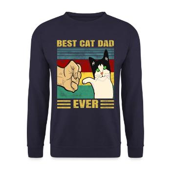 Mens Vintage Best Cat Dad Ever Gift T-Shirt - Unisex Sweatshirt - navy - Front - Alina (178cm) & Michal (187cm)