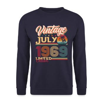 Vintage July 1969 53rd birthday Men 53 years - Unisex Sweatshirt - navy - Front - Alina (178cm) & Michal (187cm)